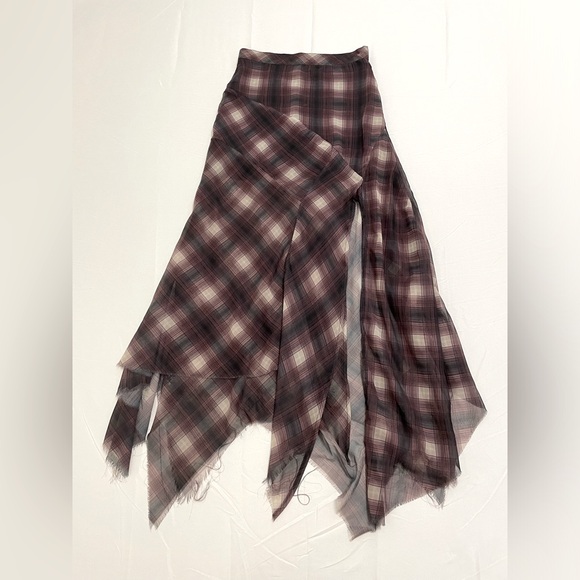 Unif riff plaid chiffon maxi skirt - Picture 3 of 7